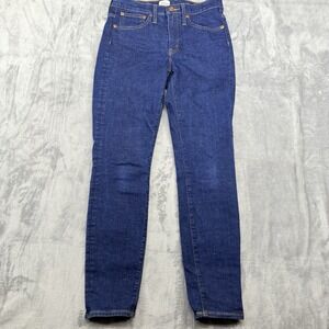 J.CREW Women's Size 27 9" Toothpick  Stretch Skinny Blue Jeans High-rise Zip Fly